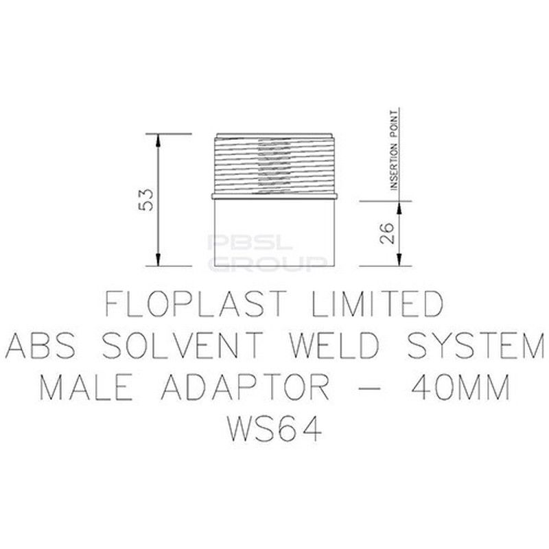 FloPlast Solvent Weld Waste Iron Coupling Male - 40mm White - Pack of 2
