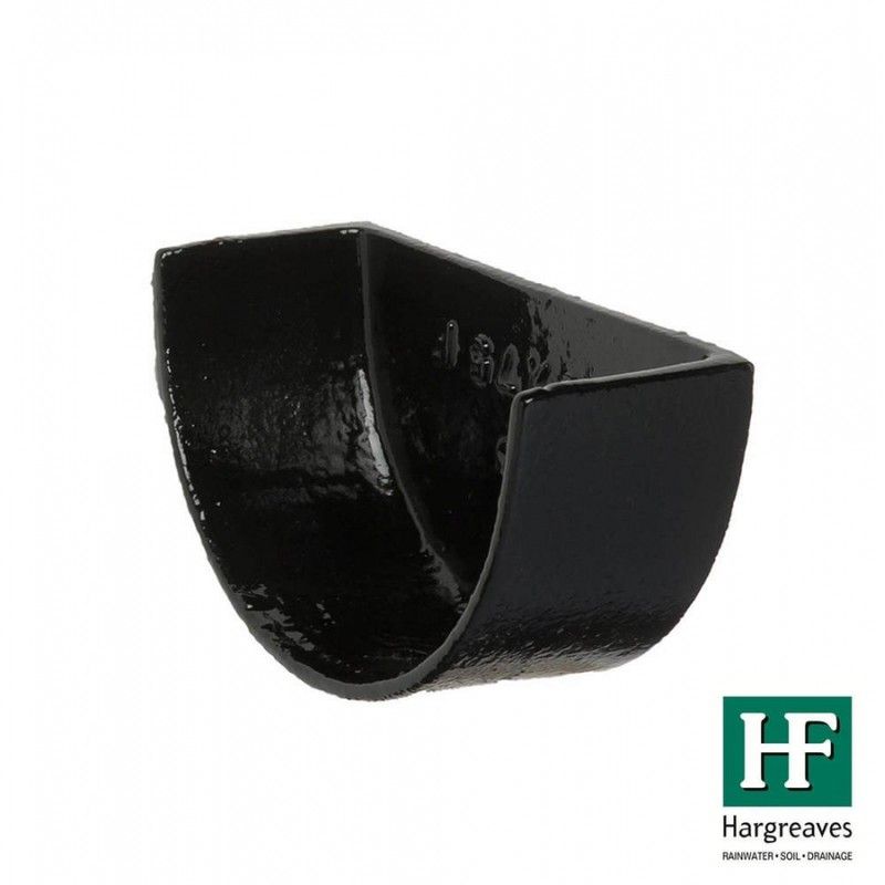Cast Iron Deep Half Round Gutter External Stopend - 125mm Black