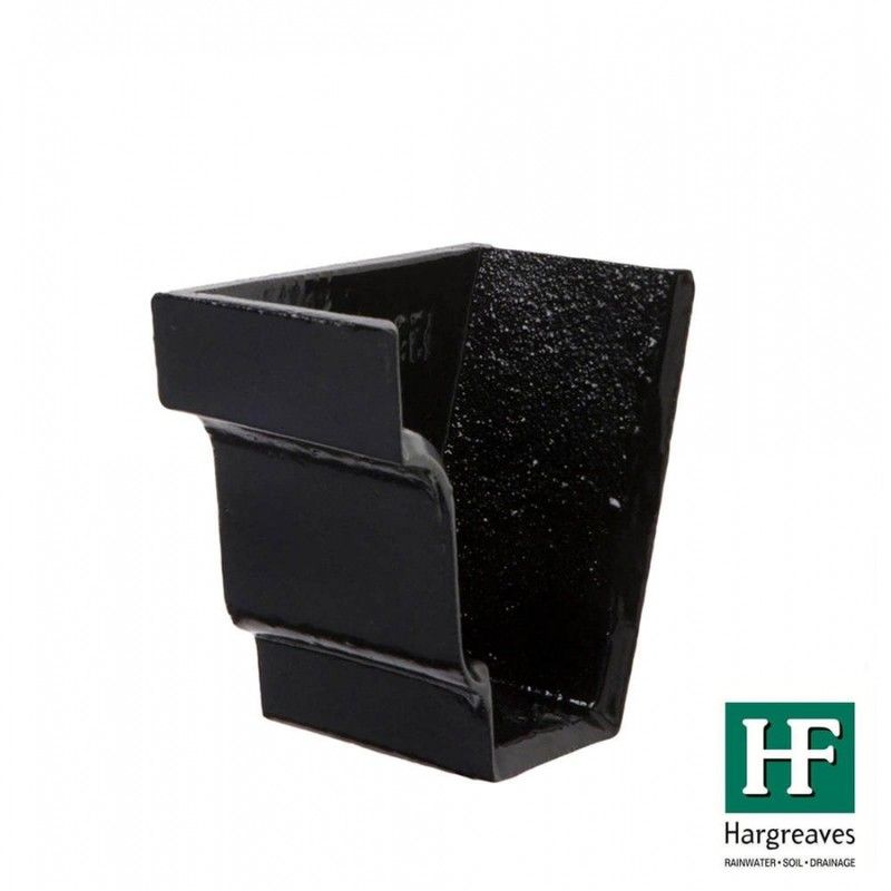 Cast Iron Moulded Ogee Gutter Left Hand Internal Stopend - 125mm Black