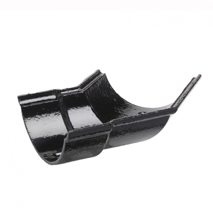 Cast Iron Beaded Half Round Gutter Left Hand Angle - 135 Degree x 125mm Black