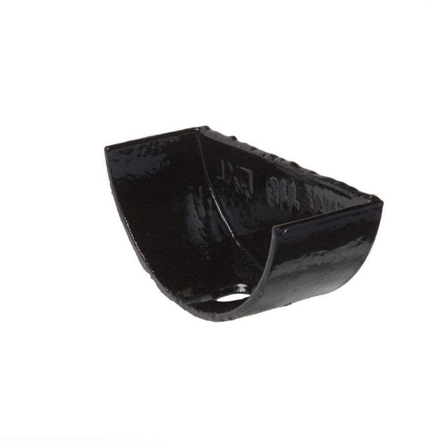 Cast Iron Half Round Gutter External Stopend - 150mm Black