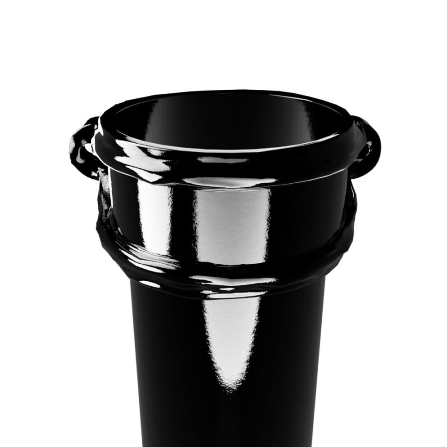 Cast Iron Round Eared Downpipe - Socket On One End - 100mm x 914mm Black