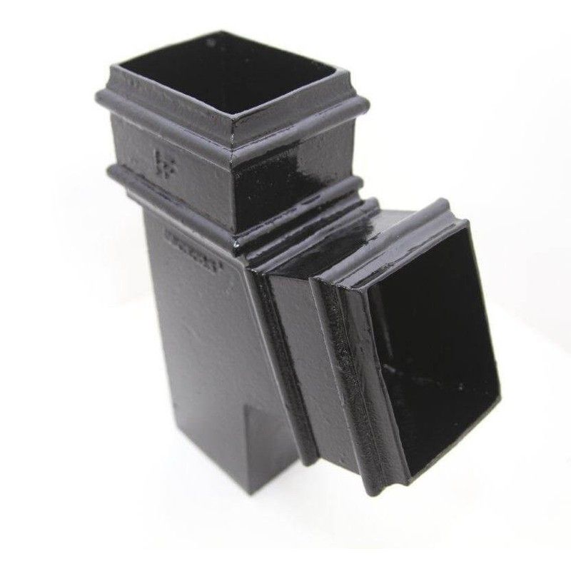 Cast Iron Rectangular Downpipe Branch - 112.5 Degree x 100mm x 75mm Black
