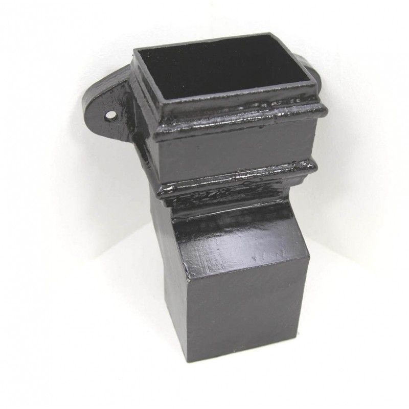 Cast Iron Rectangular Downpipe Eared Anti-Splash Shoe - 100mm x 75mm Black