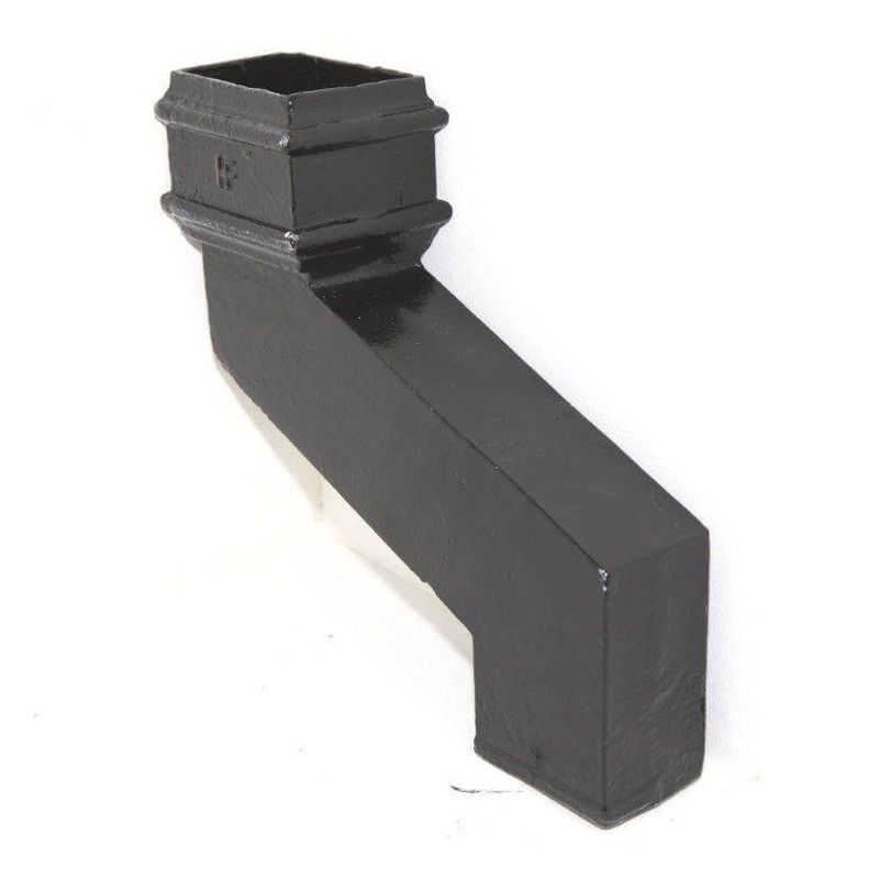 Cast Iron Square Downpipe Offset - 150mm Projection 75mm Black