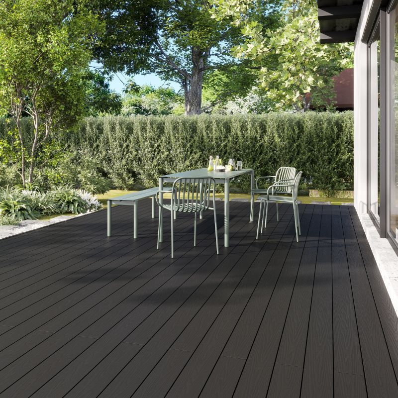 Standard Woodgrain / Grooved Composite Decking Board - 135mm x 3600mm Charcoal