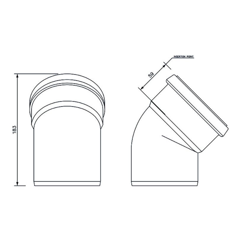 FloPlast Drainage Bend Single Socket - 45 Degree x 110mm