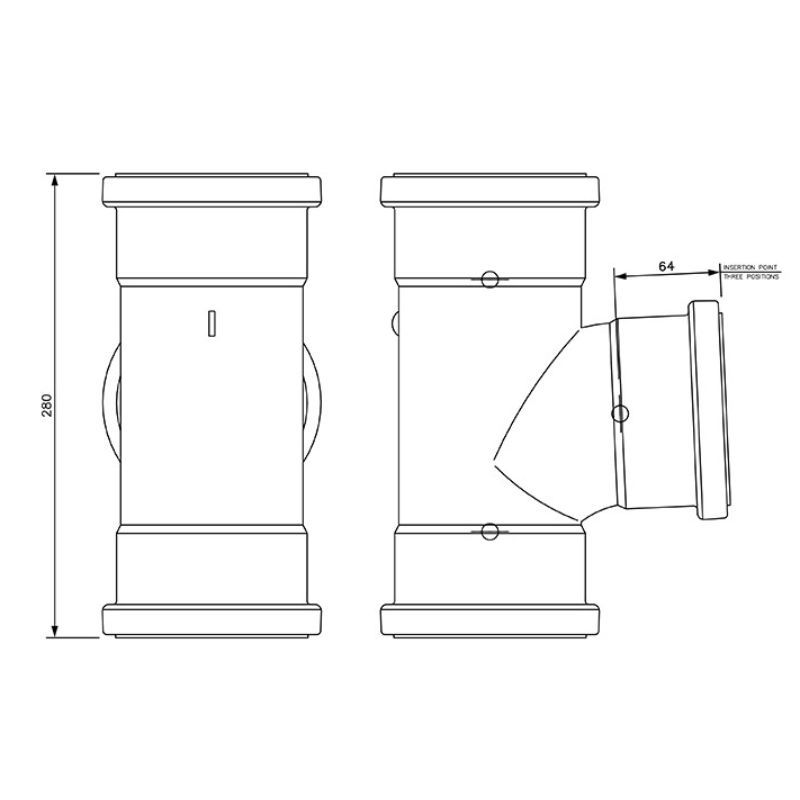 FloPlast Drainage Junction Triple Socket - 87.5 Degree x 110mm