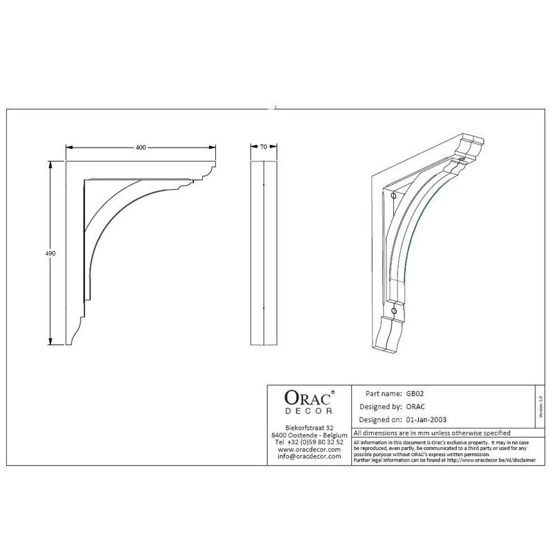 Gallows Bracket Exterior - 70mm x 400mm x 490mm White