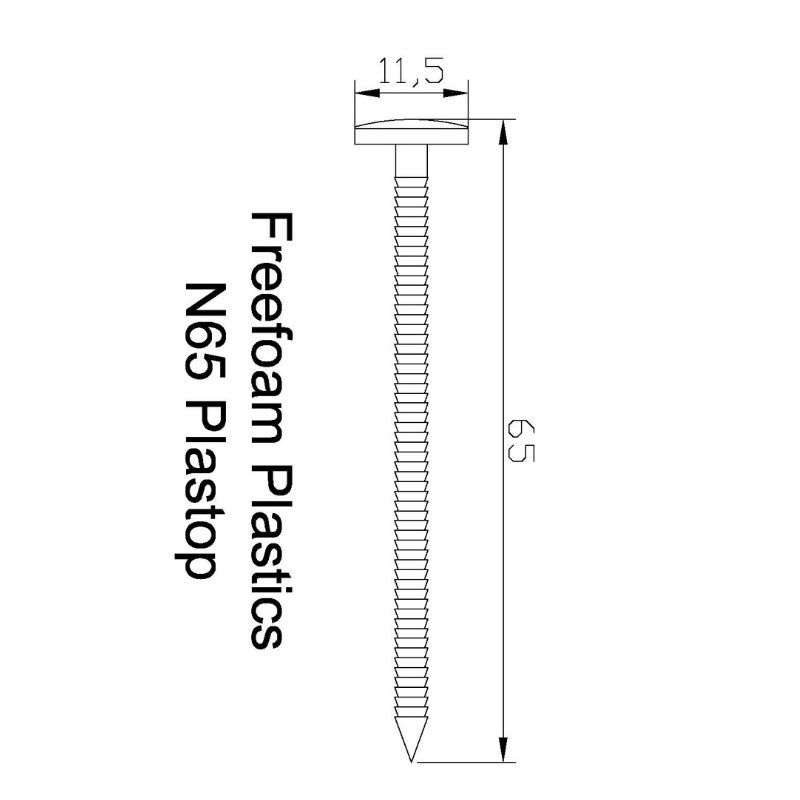 Plastic Headed Nails - 65mm White - Box of 100