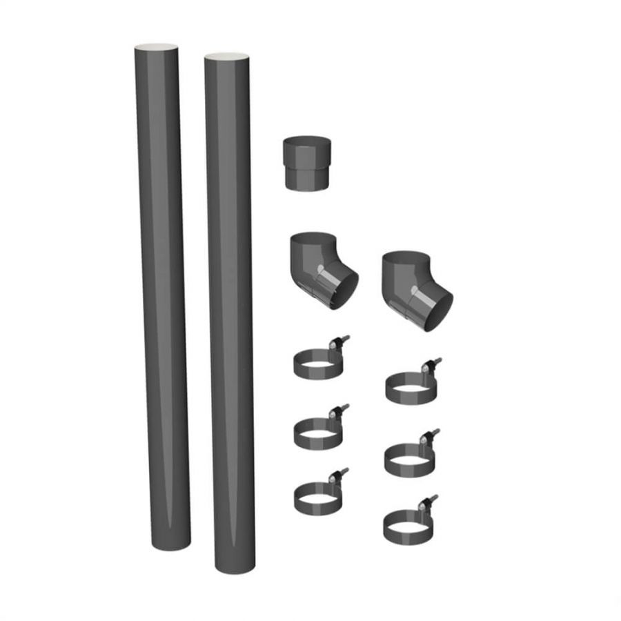 Galeco Round PVC Offset Downpipe Kit Graphite Grey - 100mm Diameter