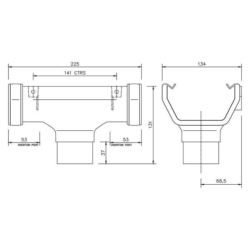 FloPlast Square Gutter Running Outlet - 114mm Black