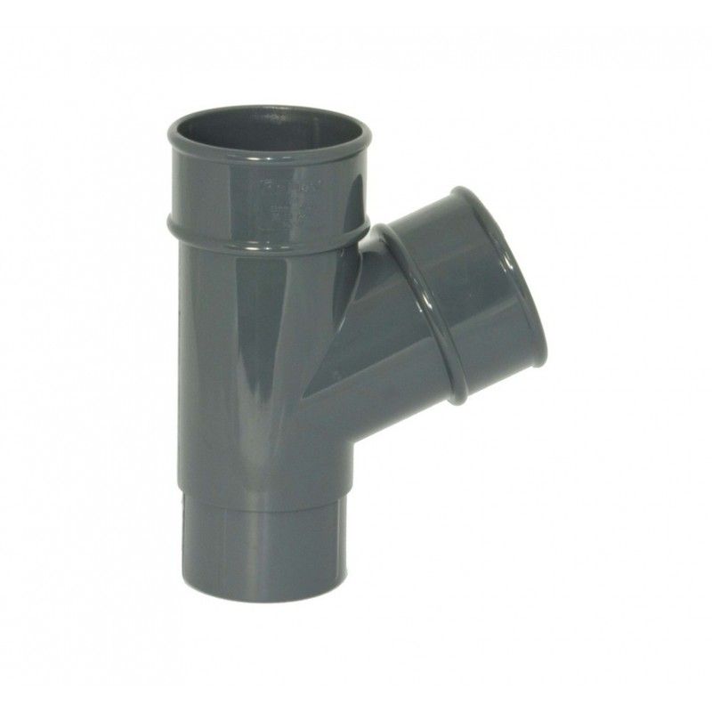 FloPlast Round Downpipe Branch - 112 Degree x 68mm Anthracite Grey
