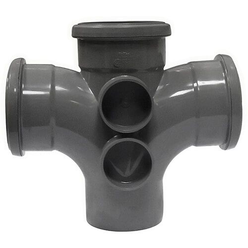 FloPlast Ring Seal Soil Double Branch - 92.5 Degree x 110mm Anthracite Grey
