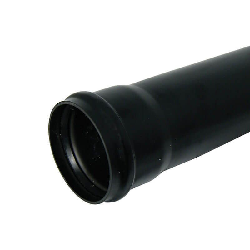 FloPlast Ring Seal Soil Pipe Single Socket - 110mm x 3mtr Black - Pack of 2