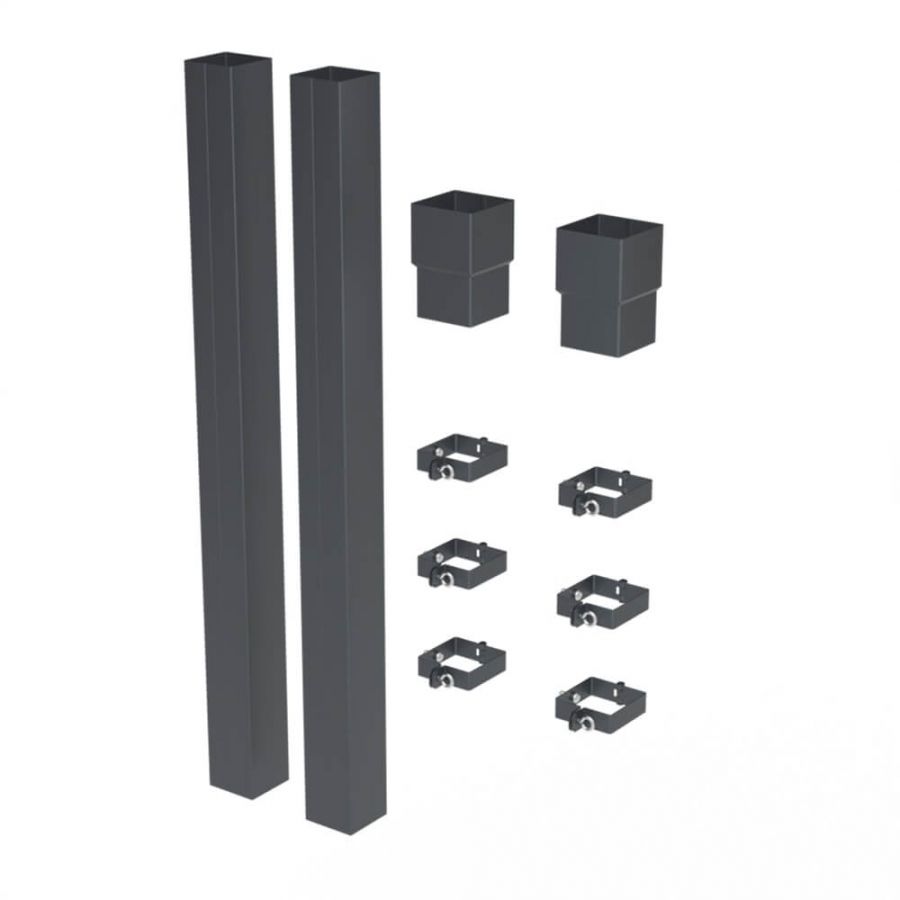 Galeco Square Steel Socket Downpipe Kit Grey - 80mm Diameter