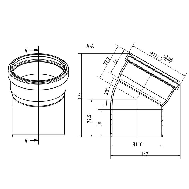 Drainage Bend Single Socket - 30 Degree x 110mm - Pack of 32