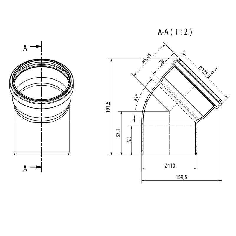 Drainage Bend Single Socket - 45 Degree x 110mm - Pack of 28