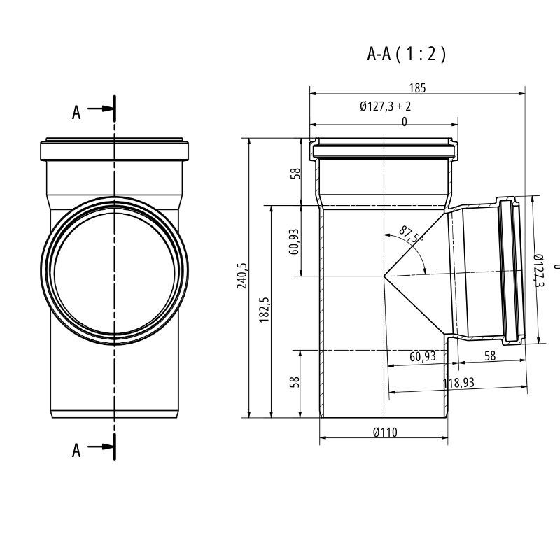 Drainage Junction Double Socket - 87.5 Degree x 110mm - Pack of 14