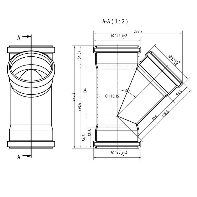 Drainage Junction Triple Socket - 45 Degree x 110mm - Pack of 12