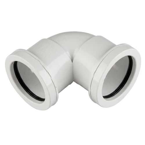 FloPlast Push Fit Waste Bend Knuckle - 90 Degree x 40mm White - Pack of 2