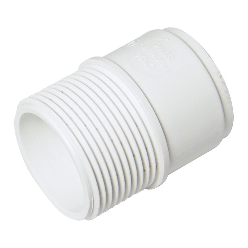 FloPlast Solvent Weld Waste Iron Coupling Male - 40mm White - Pack of 2