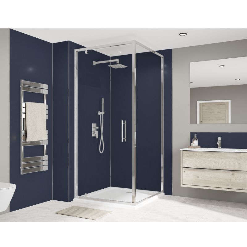 Wetwall Bathroom Wall Panel - 2440mm x 1220mm x 4mm - Deep Sea Blue / Smoked Rose
