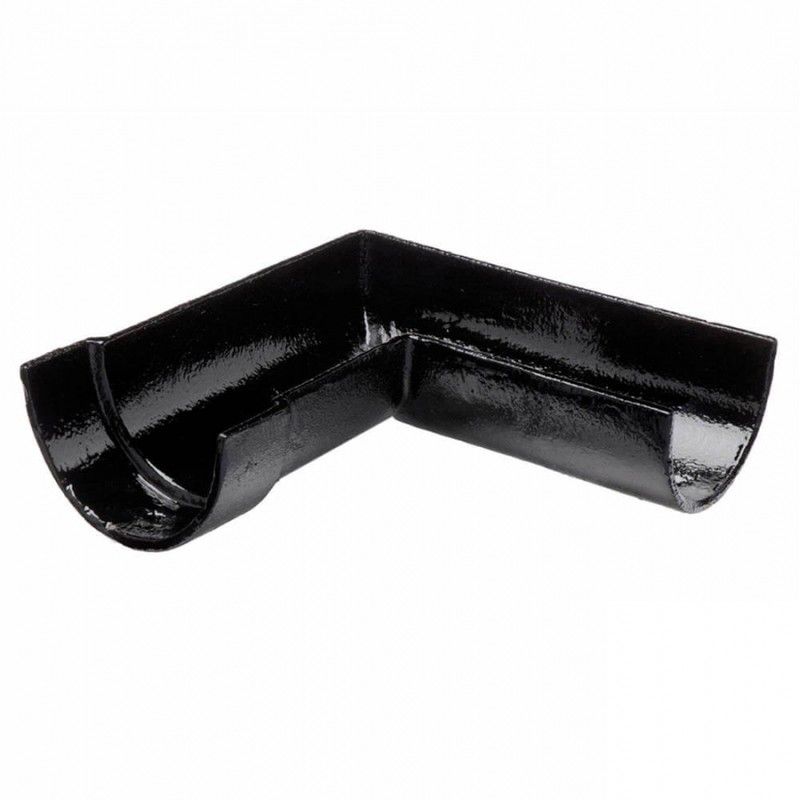 Cast Iron Deep Half Round Gutter Right Hand Angle - 90 Degree x 125mm Black