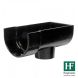Cast Iron Deep Half Round Gutter Stopend Outlet - 125mm for 75mm Downpipe Black
