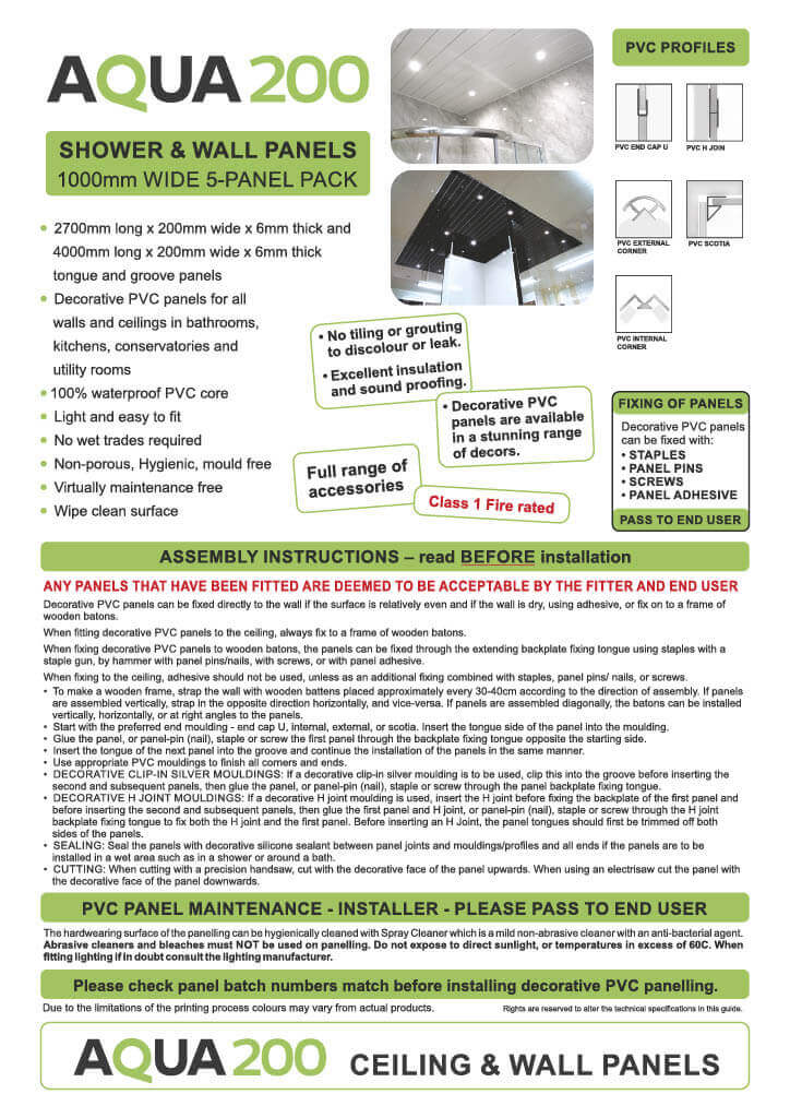 Wall And Ceiling Panels Installation Instructions